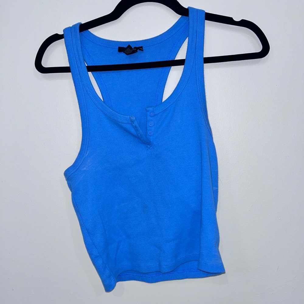 Forever 21 Three Button Blue Tank top